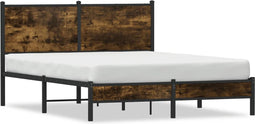 vidaXL - Bedframe - zonder - matras - metaal - gerookt - eikenkleurig - 140x190 - cm