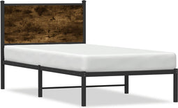 vidaXL - Bedframe - zonder - matras - metaal - gerookt - eikenkleurig - 90x190 - cm