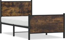 vidaXL - Bedframe - zonder - matras - metaal - gerookt - eikenkleurig - 90x200 - cm