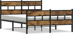 vidaXL - Bedframe - zonder - matras - metaal - gerookt - eikenkleurig - 140x200 - cm