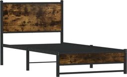 vidaXL - Bedframe - zonder - matras - metaal - gerookt - eikenkleurig - 90x190 - cm