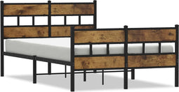 vidaXL - Bedframe - zonder - matras - metaal - gerookt - eikenkleurig - 120x190 - cm