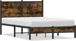 vidaXL - Bedframe - zonder - matras - metaal - gerookt - eikenkleurig - 120x200 - cm