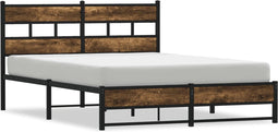 vidaXL - Bedframe - zonder - matras - metaal - gerookt - eikenkleurig - 140x200 - cm