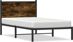 vidaXL - Bedframe - zonder - matras - metaal - gerookt - eikenkleurig - 107x203 - cm