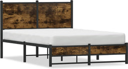 vidaXL - Bedframe - zonder - matras - metaal - gerookt - eikenkleurig - 120x200 - cm