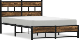 vidaXL - Bedframe - zonder - matras - metaal - gerookt - eikenkleurig - 120x200 - cm
