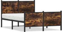 vidaXL - Bedframe - zonder - matras - metaal - gerookt - eikenkleurig - 120x190 - cm