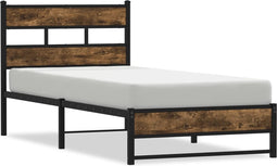 vidaXL - Bedframe - zonder - matras - metaal - gerookt - eikenkleurig - 80x200 - cm
