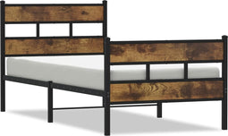 vidaXL - Bedframe - zonder - matras - metaal - gerookt - eikenkleurig - 80x200 - cm