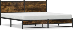 vidaXL - Bedframe - zonder - matras - metaal - gerookt - eikenkleurig - 160x200 - cm