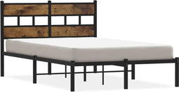vidaXL - Bedframe - zonder - matras - metaal - gerookt - eikenkleurig - 120x200 - cm