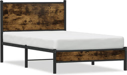 vidaXL - Bedframe - zonder - matras - metaal - gerookt - eikenkleurig - 100x200 - cm
