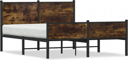 vidaXL - Bedframe - zonder - matras - metaal - gerookt - eikenkleurig - 140x190 - cm