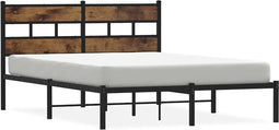vidaXL - Bedframe - zonder - matras - metaal - gerookt - eikenkleurig - 140x190 - cm