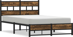 vidaXL - Bedframe - zonder - matras - metaal - gerookt - eikenkleurig - 120x190 - cm