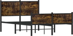 vidaXL - Bedframe - zonder - matras - metaal - gerookt - eikenkleurig - 120x200 - cm
