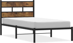 vidaXL - Bedframe - zonder - matras - metaal - gerookt - eikenkleurig - 100x190 - cm