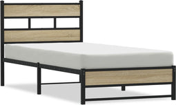 vidaXL - Bedframe - zonder - matras - metaal - sonoma - eikenkleur - 90x200 - cm