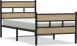 vidaXL - Bedframe - zonder - matras - metaal - sonoma - eikenkleur - 90x200 - cm