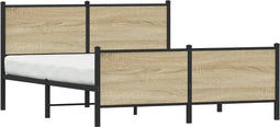 vidaXL - Bedframe - zonder - matras - metaal - sonoma - eikenkleurig - 137x190 - cm