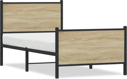 vidaXL - Bedframe - zonder - matras - metaal - sonoma - eikenkleurig - 90x190 - cm