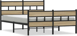 vidaXL - Bedframe - zonder - matras - metaal - sonoma - eikenkleurig - 140x190 - cm