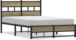 vidaXL - Bedframe - zonder - matras - metaal - sonoma - eikenkleurig - 120x190 - cm