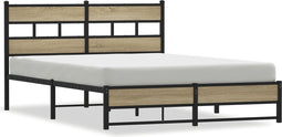 vidaXL - Bedframe - zonder - matras - metaal - sonoma - eikenkleurig - 135x190 - cm