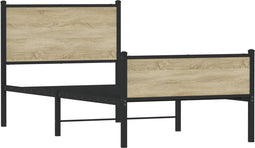 vidaXL - Bedframe - zonder - matras - metaal - sonoma - eikenkleurig - 90x190 - cm