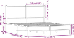 vidaXL - Bedframe - zonder - matras - metaal - sonoma - eikenkleurig - 150x200 - cm