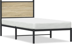 vidaXL - Bedframe - zonder - matras - metaal - sonoma - eikenkleurig - 75x190 - cm