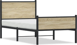vidaXL - Bedframe - zonder - matras - metaal - sonoma - eikenkleurig - 90x200 - cm