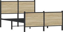 vidaXL - Bedframe - zonder - matras - metaal - sonoma - eikenkleurig - 120x190 - cm