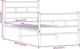 vidaXL - Bedframe - zonder - matras - metaal - sonoma - eikenkleurig - 80x200 - cm
