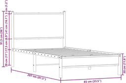 vidaXL - Bedframe - zonder - matras - metaal - sonoma - eikenkleurig - 80x200 - cm