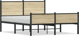 vidaXL - Bedframe - zonder - matras - metaal - sonoma - eikenkleurig - 140x190 - cm