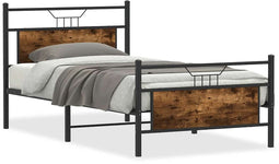 vidaXL - Bedframe - zonder - matras - spaanplaat - gerookt - eikenkleurig