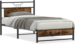 vidaXL - Bedframe - zonder - matras - spaanplaat - gerookt - eikenkleurig