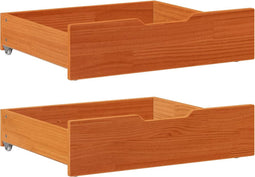 vidaXL - Bedlades - 2 - st - 75x55x16 - massief - grenenhout - wasbruin