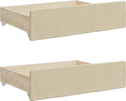 vidaXL - Bedlades - 2 - st - bewerkt - hout - en - stof - crèmekleurig