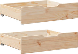 vidaXL - Bedlades - 2 - st - met - wieltjes - 65x55x16 - cm - massief - grenenhout