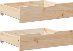 vidaXL - Bedlades - 2 - st - met - wieltjes - 75x55x16 - cm - massief - grenenhout