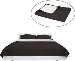 vidaXL - Bedsprei - dubbelzijdig - 220x240 - cm - quilt - crème - en - bruin