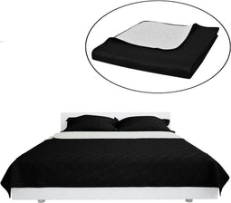 vidaXL - Bedsprei - gewatteerd - dubbelzijdig - 170x210 - cm - zwart/wit