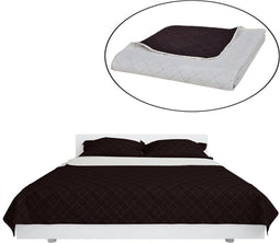 vidaXL - Bedsprei - gewatteerd - dubbelzijdig - 220x240 - cm - beige/bruin