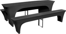 vidaXL - Biertafel- - en - bankenhoesset - stretchstof - antraciet - 3-delig