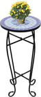 vidaXL - Bijzeltafel - mozaïek - blauw - en - wit