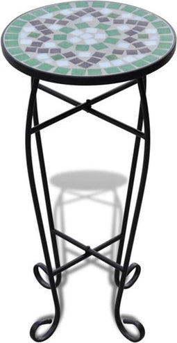 vidaXL - Bijzeltafel - mozaïek - groen - en - wit
