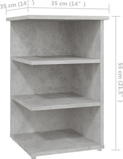 vidaXL - Bijzetkast - 35x35x55 - cm - bewerkt - hout - betongrijs